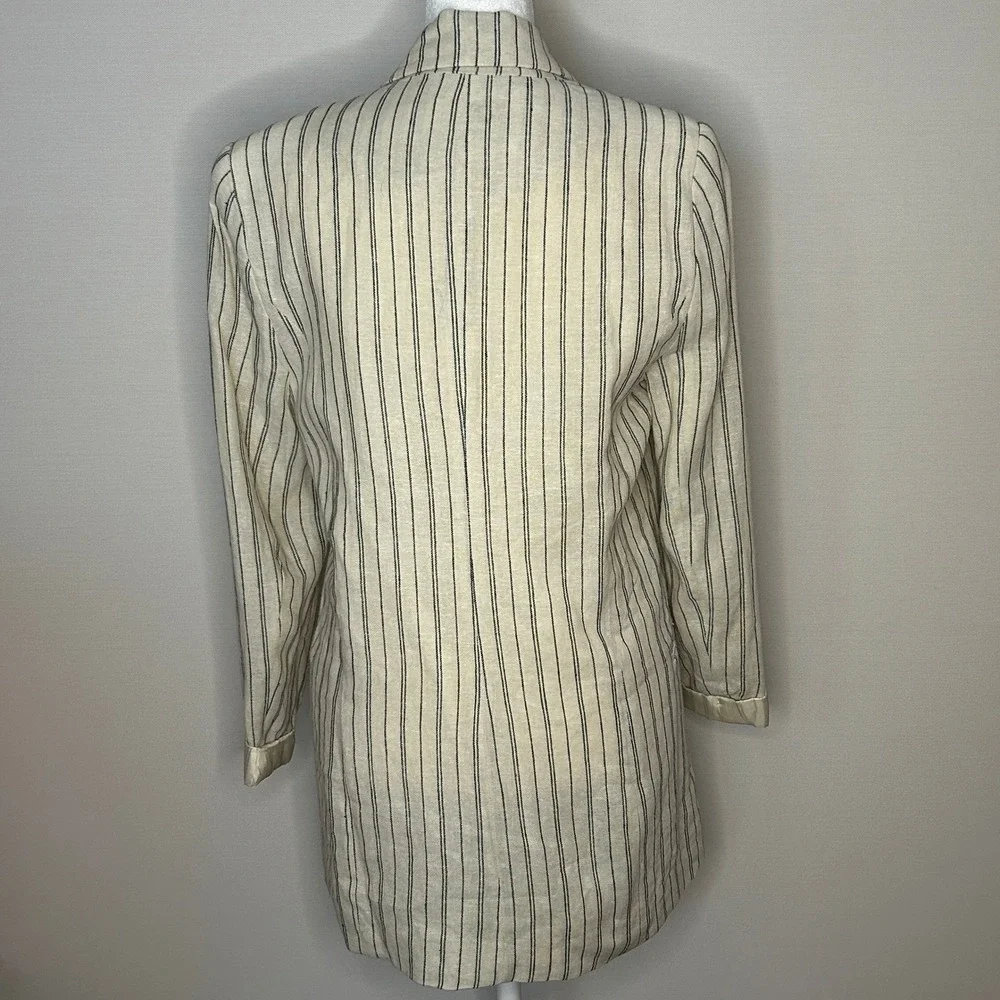 Jules & Leopold Linen Blend Pinstripe Blazer Cream Small NWOT Career Preppy Work
